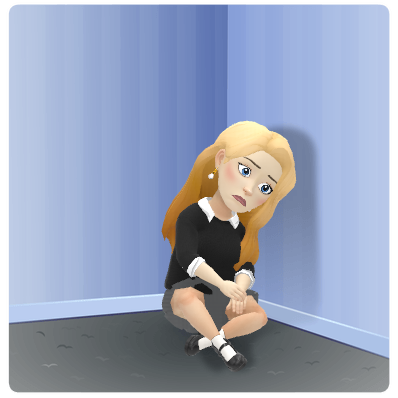 huddled in a corner