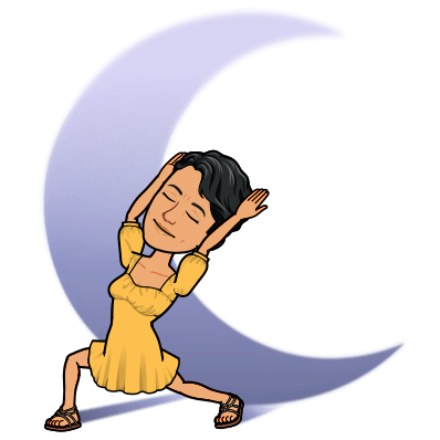 A person doing a yoga moon pose with the moon in the background.