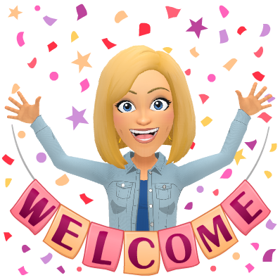 Bitmoji Image of Mrs. Cocke with the Words Welcome