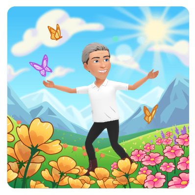 happy stroll in meadow
