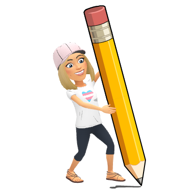Mrs. Grady holding a giant pencil. Mrs. Grady holding a giant pencil.