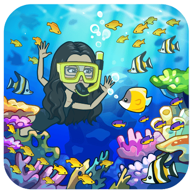 snorkeling under water with fish