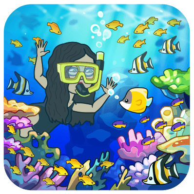snorkeling under water with fish