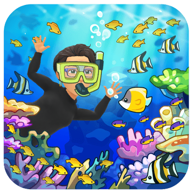 snorkeling under water with fish