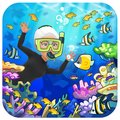 snorkeling under water with fish