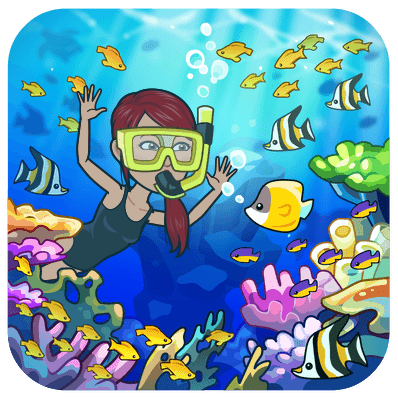 snorkeling under water with fish