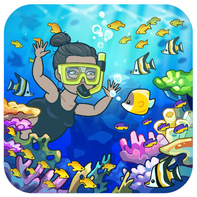 snorkeling under water with fish