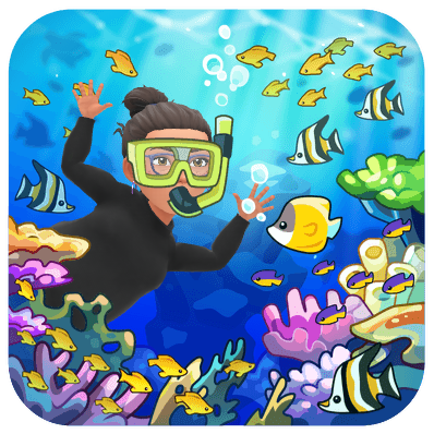 snorkeling under water with fish