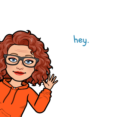 Bitmoji image of Carrie Taylor saying hey