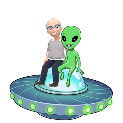 Grafik: UFO mit einem Alien und mir