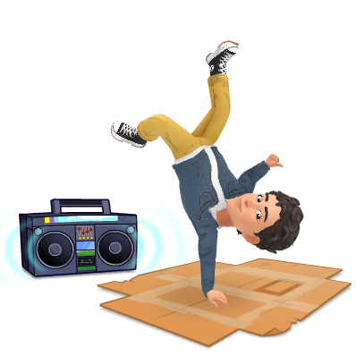 doing a breakdance move called the freeze with boombox in background