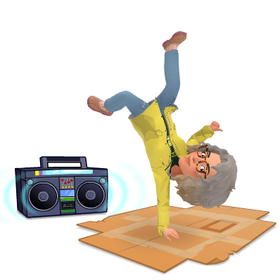 doing a breakdance move called the freeze with boombox in background